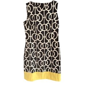 ALYX dress Womens Geometric Print Sheath Sleeveless Yellow Hem Size‎ 10